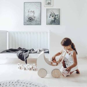 Holz-Kinderwagen (weiß)