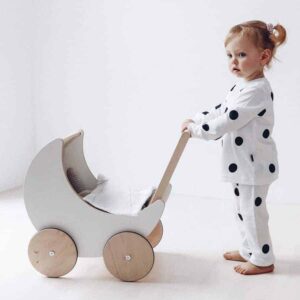 Holz-Kinderwagen (weiß) – Bild 3