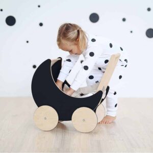 Holz-Kinderwagen (schwarz)