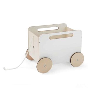 Holz-Spielzeugkiste auf Rädern (weiß) – Bild 2