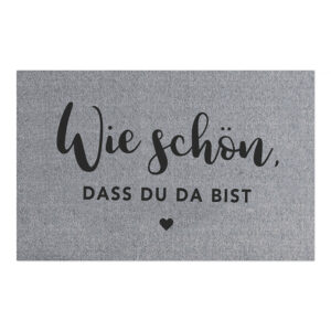 Große Fußmatte "Wie schön, dass du da bist" (Grau, waschbar) – Bild 2
