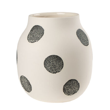 Handgefertigte Perlenvase (mittel, weiß-schwarz)
