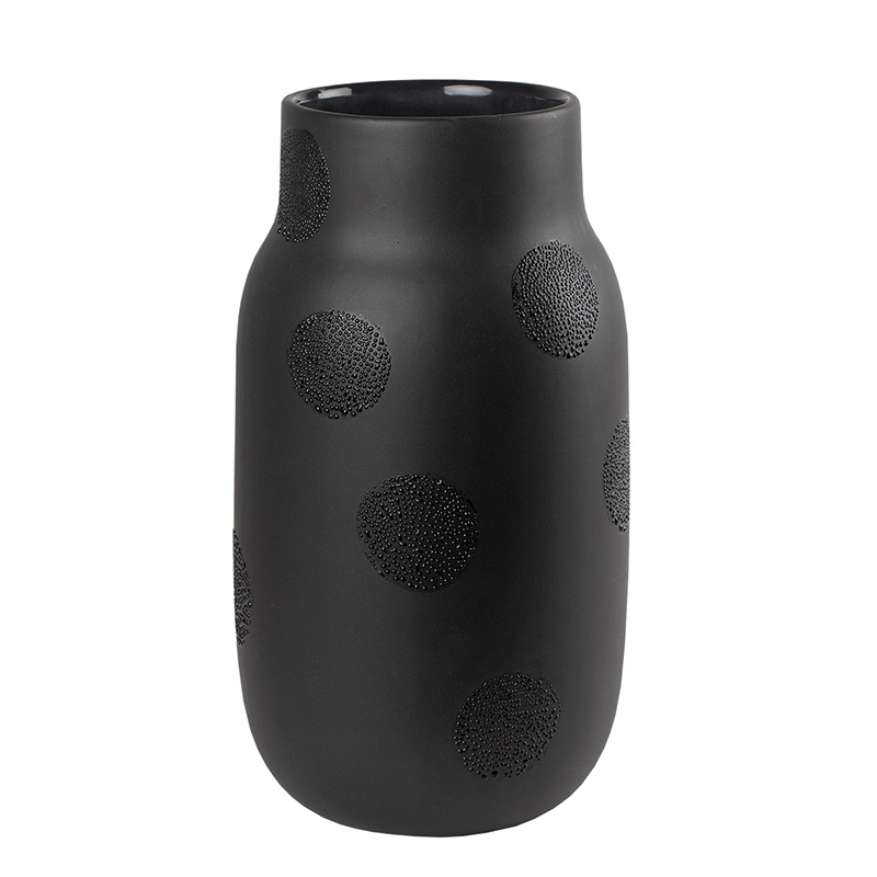 15716_perlenvase Handgefertigte Perlenvase (groß, schwarz)