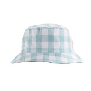 Wende-Sonnenhut "Retro Check" (grün-weiß / blau)
