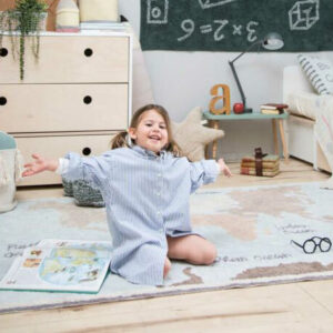 Waschbarer Vintage-Teppich "Weltkarte"