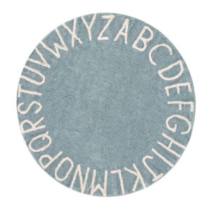 Waschbarer Rund-Teppich "ABC" (Vintage Blau-natürlich) – Bild 2