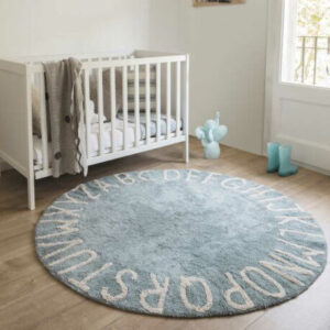 Waschbarer Rund-Teppich "ABC" (Vintage Blau-natürlich) – Bild 4
