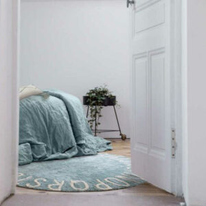 Waschbarer Rund-Teppich "ABC" (Vintage Blau-natürlich) – Bild 5