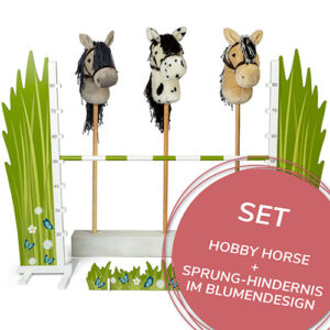 Hobby Horse + Sprung-Hindernis im Blumen-Design (Set)