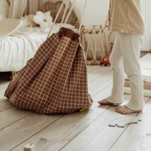 2 in 1 Toy Storage Bag "Grid Brown" – Bild 8
