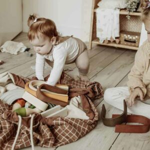 2 in 1 Toy Storage Bag "Grid Brown"