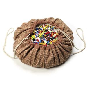 2 in 1 Toy Storage Bag "Grid Brown" – Bild 4