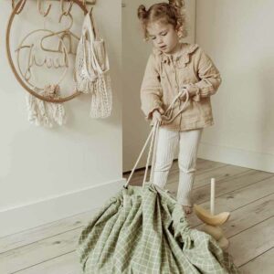 2 in 1 Toy Storage Bag "Grid Green" – Bild 8