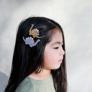 Doodle Dino Haarklammern mit Ripsband