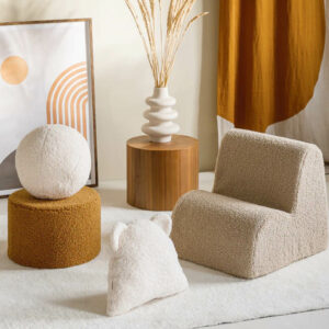 Hocker aus Plüsch-Teddystoff – Bild 7