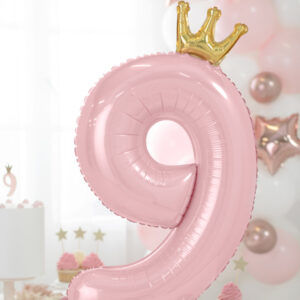 Stehender Folienballon mit Ziffer (1-9, hellrosa) – Bild 3