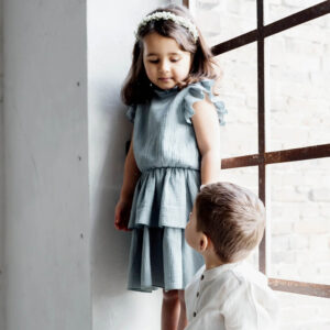 Musselinkleid mit Rüschenkragen (salbei) – Bild 4