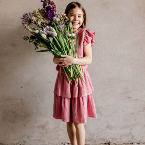 Musselinkleid mit Rüschenkragen (altrosa)