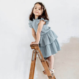 Musselinkleid mit Rüschenkragen (salbei) – Bild 2