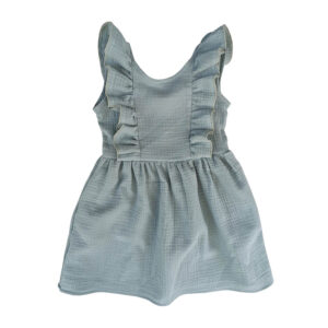 Musselinkleid mit Volant und kleiner Knopfleiste (salbeigrün) – Bild 2