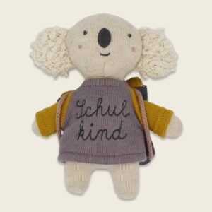 Koala "Schulkind" mit Shirt in flieder und gelb (15 cm, mit Schulranzen) – Bild 2