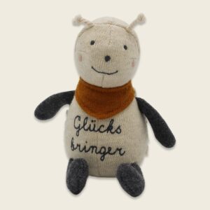 Marienkäfer "Glücksbringer" in bouclé, creme und anthrazit (14 cm) – Bild 3