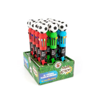 Mehrfarbkuli "Take Action" mit Fußball Topper