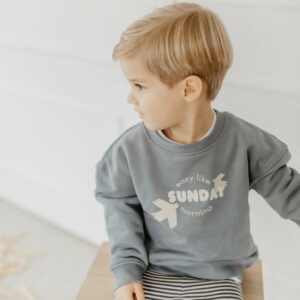Oversized Sweatshirt "Sunday Morning" (Unisex, blau)