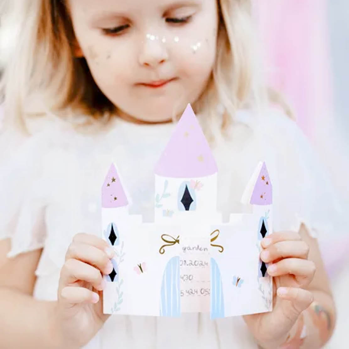 partydeco_einhorn_unicorn_pferde103 Schloss Einladungskarten (6er Set) – Bild 1