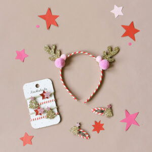 Gestreifter Pom Pom Rentier Haarreif – Bild 2