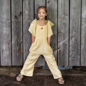 Jumpsuit mit Flügelärmeln (gelb)