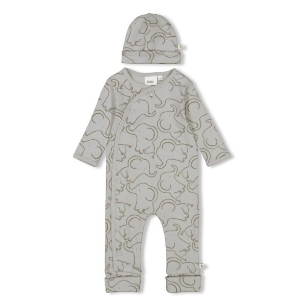 Geschenk Set einteiliger Anzug + Mütze AOP (grau) – Bild 1