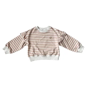 Weiches Streifen Sweatshirt mit Stickerei und Rüsche (dusty terracotta) – Bild 2