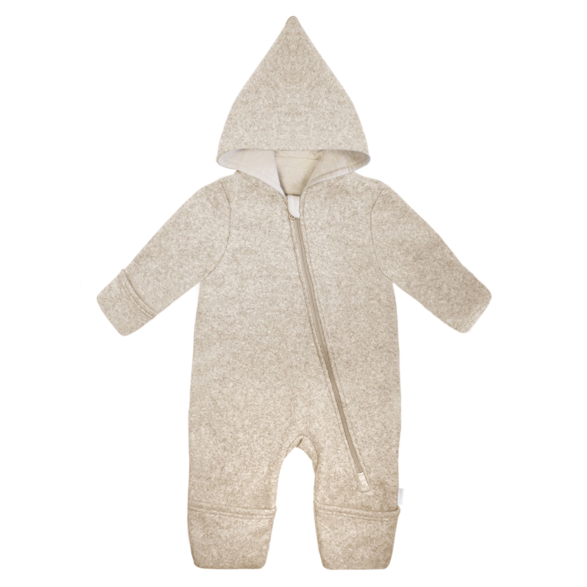 Overall_Fleece_hellbraunmeliert GOTS Baby Overall (Hellbraunmeliert) – Bild 1