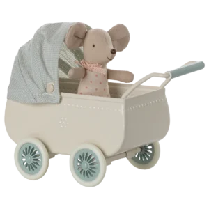 Kinderwagen mit Babymaus (Minze)