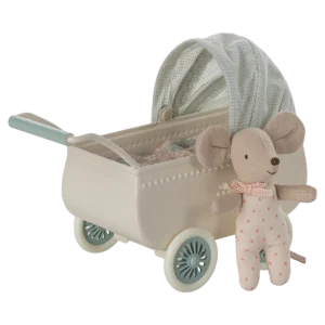 Kinderwagen mit Babymaus (Minze) – Bild 4
