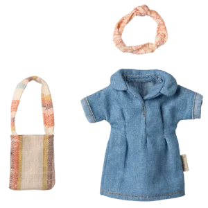 Jeanskleid und Tasche, Mama Maus