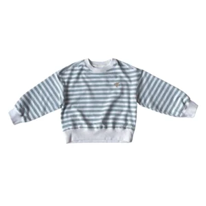 Weiches Streifen Sweatshirt mit Stickerei "Möwe" (hell grau) – Bild 5