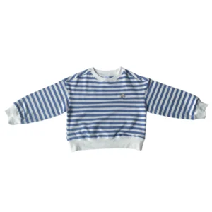 Weiches Streifen Sweatshirt mit Stickerei "Möwe" (hell grau) – Bild 6