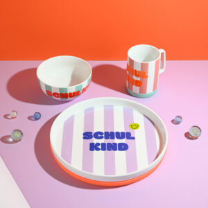 Porzellan-Set "Schulkind" Streifen, Flieder und Pink