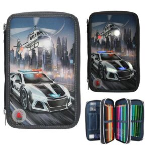 "Monster Cars" 3 Fach Federtasche (LED)