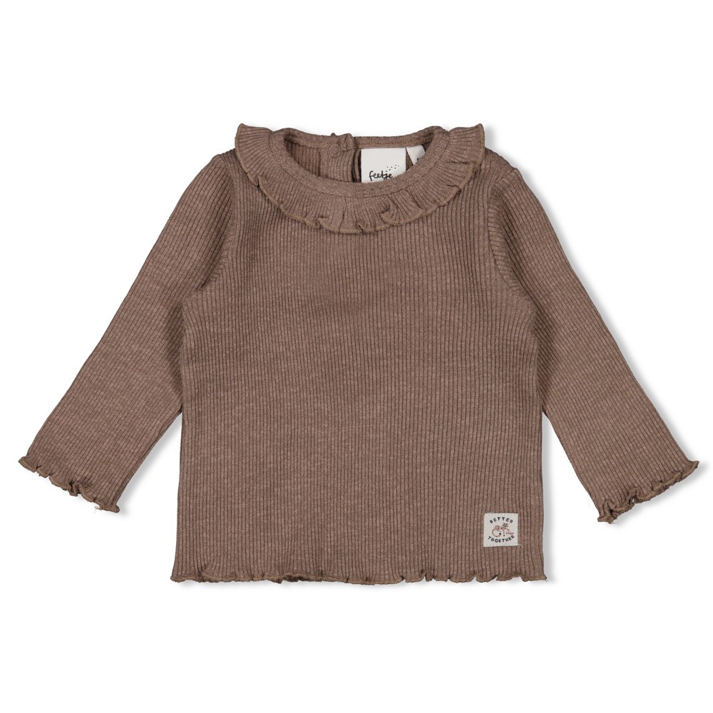 W2527_51602662_415_1 Geripptes Longsleeve Better Together (Braun Melange) – Bild 1