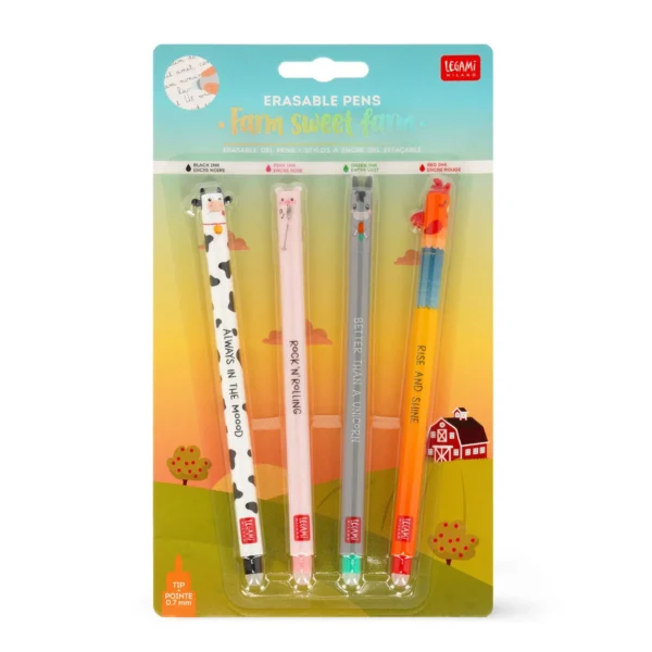 Löschbare Gelstifte "Farm Sweet Farm" im 4er-Set – Bild 1