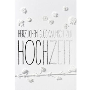 Weiße Blütenkarte "Herzlichen Glückwunsch zur Hochzeit"