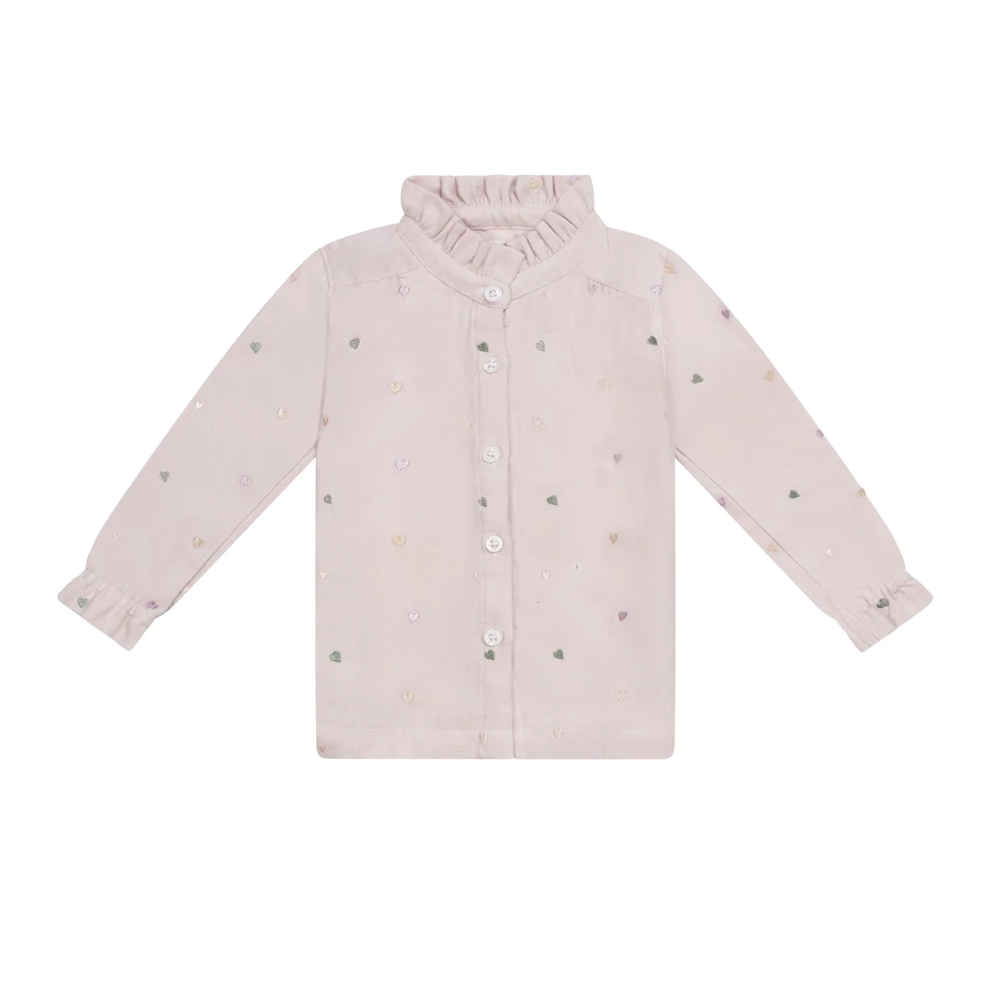 26227_girls_flannelblouse Flanellbluse mit Herzchen-Stickerei und Stehkragen "Lavender" – Bild 6