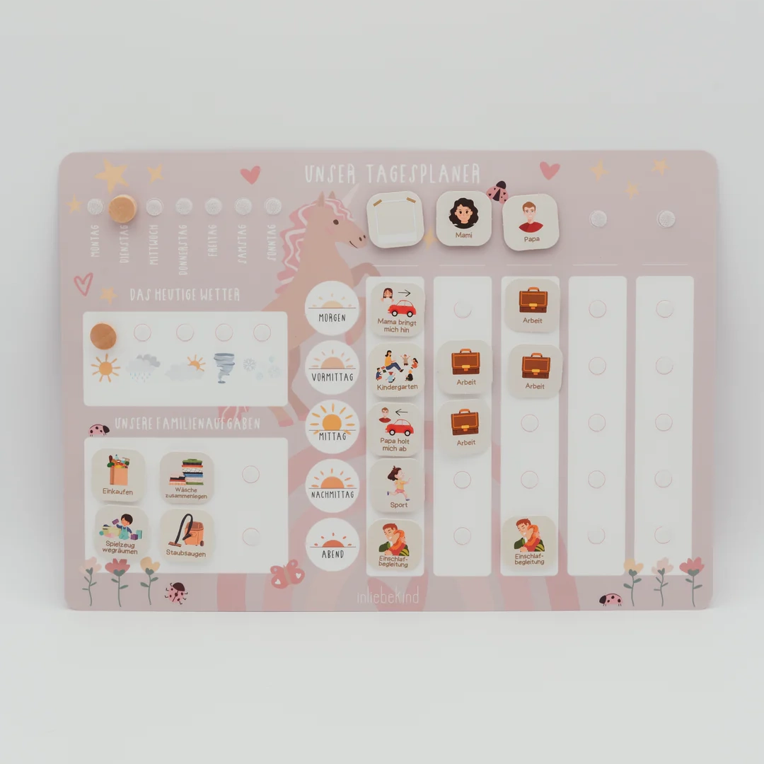 Familien-Tagesplaner_Einhorn_1_1080x Tagesplaner inkl. Symbolkärtchen von inliebekind – Bild 1