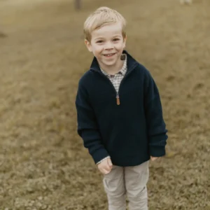 Chunky Knit Half-Zip Pullover (navy)