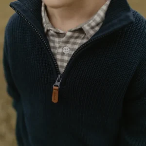 Chunky Knit Half-Zip Pullover (navy) – Bild 5