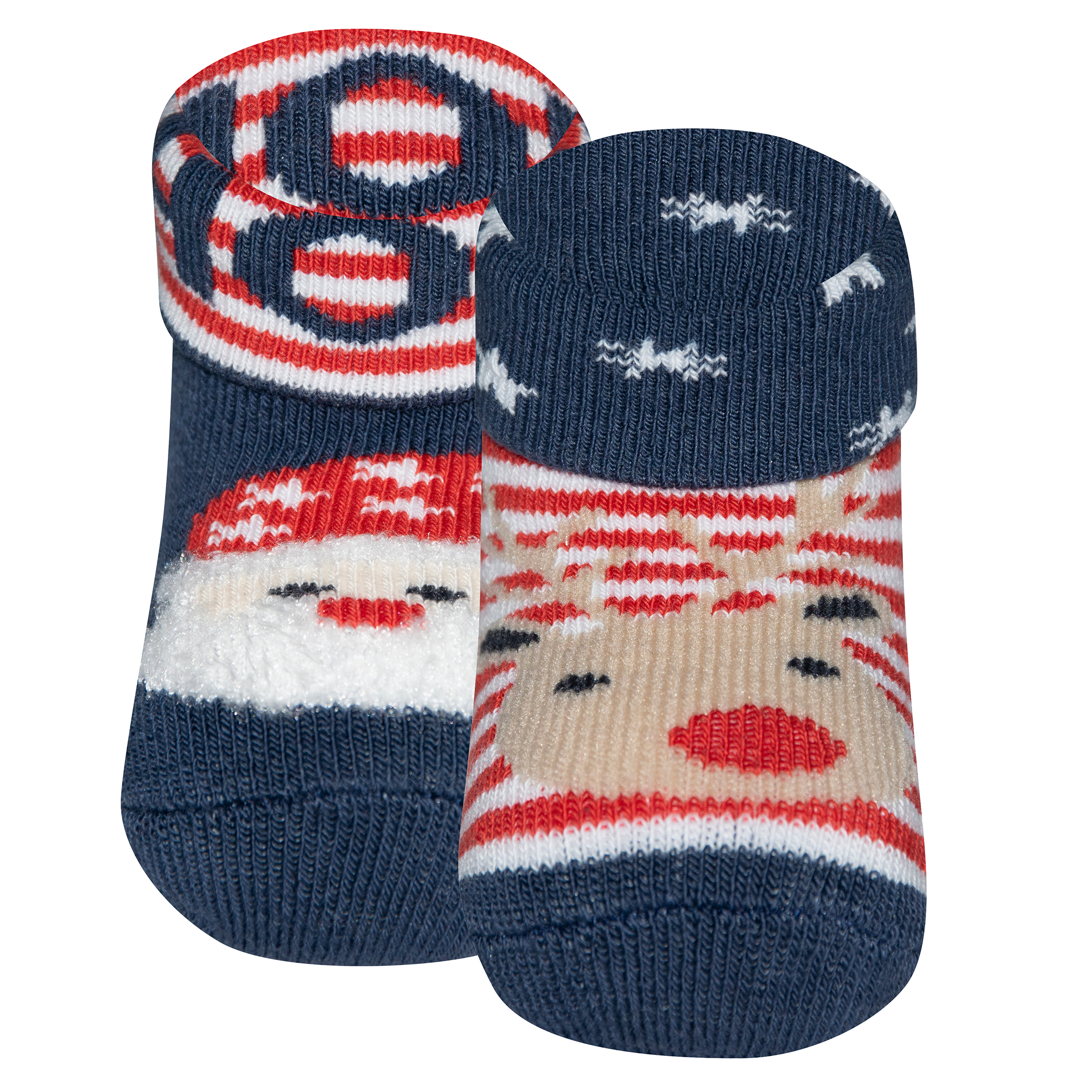 205146_0001_Detail_2erPack Babysocken 2er Pack Rentier / Weihnachtsmann (Variante 1) – Bild 1