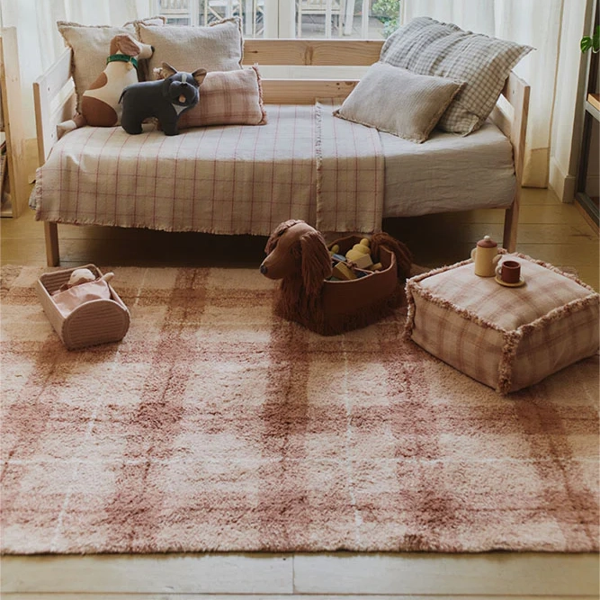 P-HL-TAR-RS-8 Waschbarer Spielteppich Tartan (Rose) – Bild 1